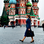 Business in Moscow**

"A professional businesswoman in a stylish, modest business suit, walking near the Red Square in Moscow, with St. Basil's Cathedral in the background, fully clothed, appropriate attire, safe for work, perfect anatomy, natural proportions, professional photography, high quality, overcast day, professional."

**