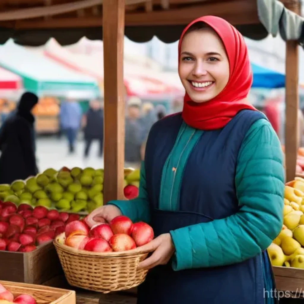 디지털 광고 용어집 - **Prompt 1: The Digital Market Vendor**
    "A friendly female market vendor, dressed in traditional...