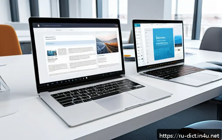 용어집 사용자 경험 - A modern digital workspace scene showing a diverse group of Russian users interacting with a sleek, ...