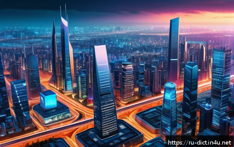 웹 3 0 용어집 - A futuristic digital cityscape representing Web