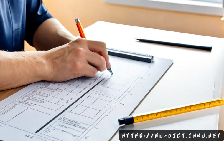 Home 17 기술적 용어 해석 - Photorealistic close-up of a Russian technical specialist at a clean modern desk, carefully comparin...